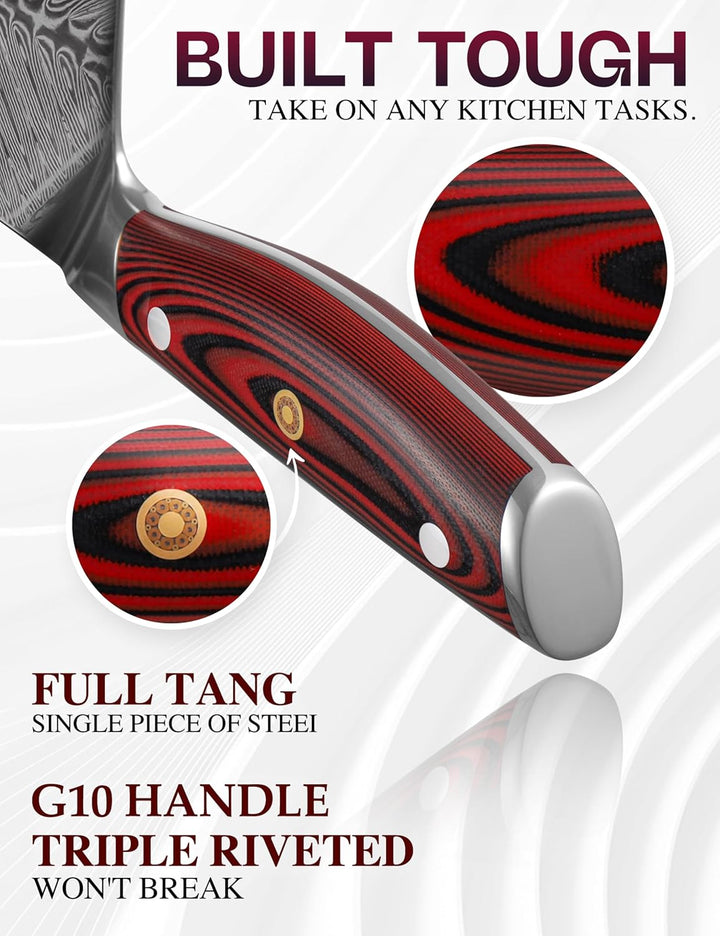 WILDMOK Damast SantokuMesser, 17.8 cm scharfes professionelles Fleisch Gemüsemesser, Japanisches Mul