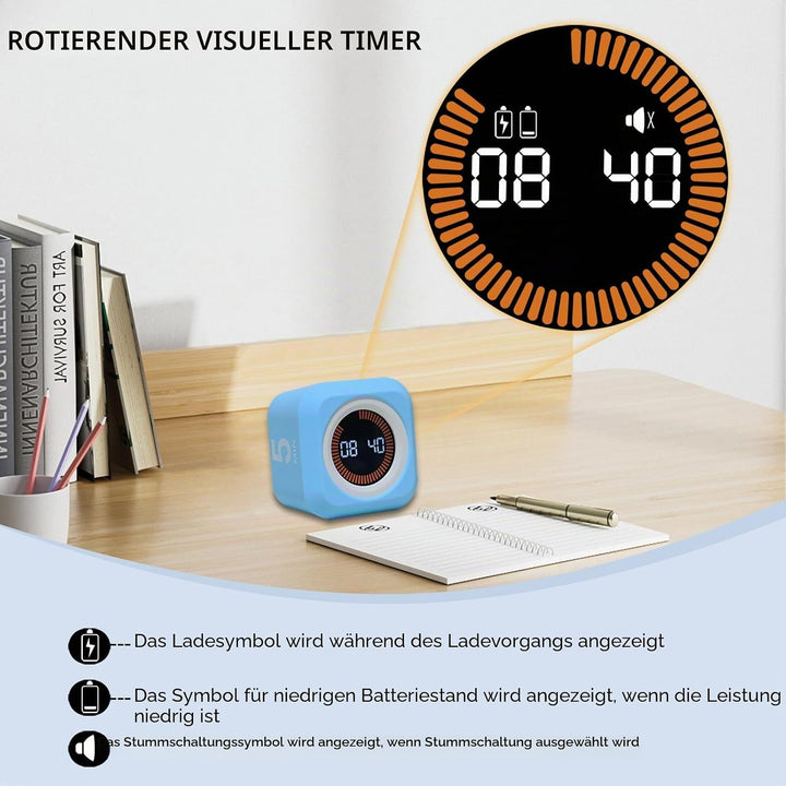 Drehbarer Würfel, visueller Timer, 5, 25, 10, 50 Minuten voreingestellt + benutzerdefinierter Countd