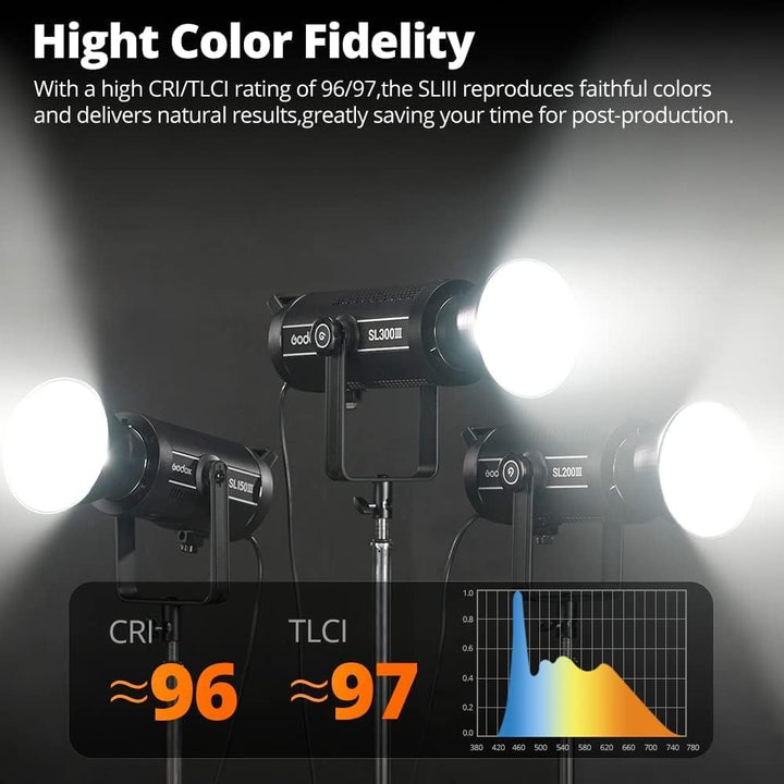 Godox SL300III SL300WIII LED Videoleuchte, 5600K TLCI 97 CRI 96, Silent Mode, APP Bluetooth Steuerun