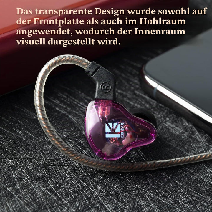 Yinyoo KBEAR KS2 In-Ear-Kopfhörer, KB KS2 Stereo-Basskopfhörer, 1BA+1DD Hybrid Over-Ear-Headset mit