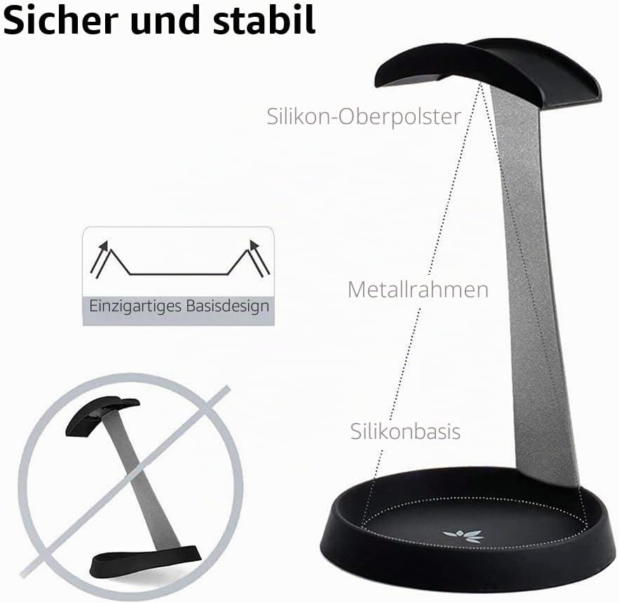 Avantree HS102 Kopfhörer-Halterung Halter Ständer, Stabil kopfhörerständer mit Kabelhalterung für Se