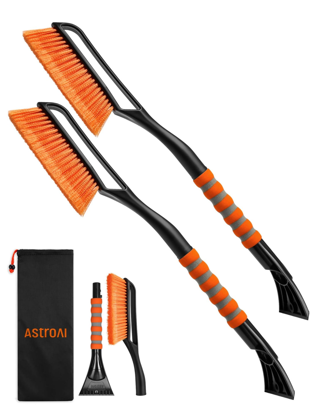 AstroAI Eiskratzer Auto mit Besen Schneebesen Abnehmbarer 68CM Lang mit grosse Kante Borsten & Ergon