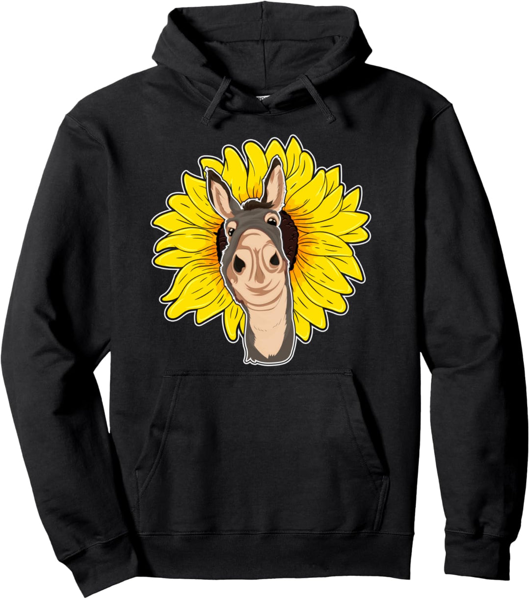 Bauernhof Tier Gelbe Sonnenblume Bauer Lustiges Esel Pullover Hoodie