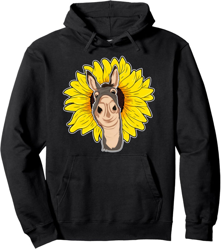 Bauernhof Tier Gelbe Sonnenblume Bauer Lustiges Esel Pullover Hoodie