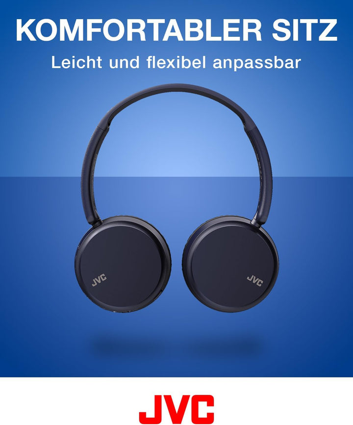 JVC HA-Z37W-A - Bluetooth On-Ear-Kopfhörer, Tiefbass, 3 Klangmodi (Bass/Klar/Normal), 35 Stunden Akk