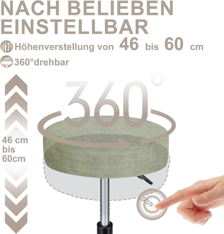Zedelmaier Rollhocker höhenverstellbar, Bürohocker mit Gummirollen, 360° drehbar Hocker mit Rollen &