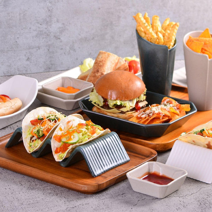 CreaTable, 33967, Serie Street Food, Geschirrset, Street Boat long 2 teilig Creme Streat Boat long,
