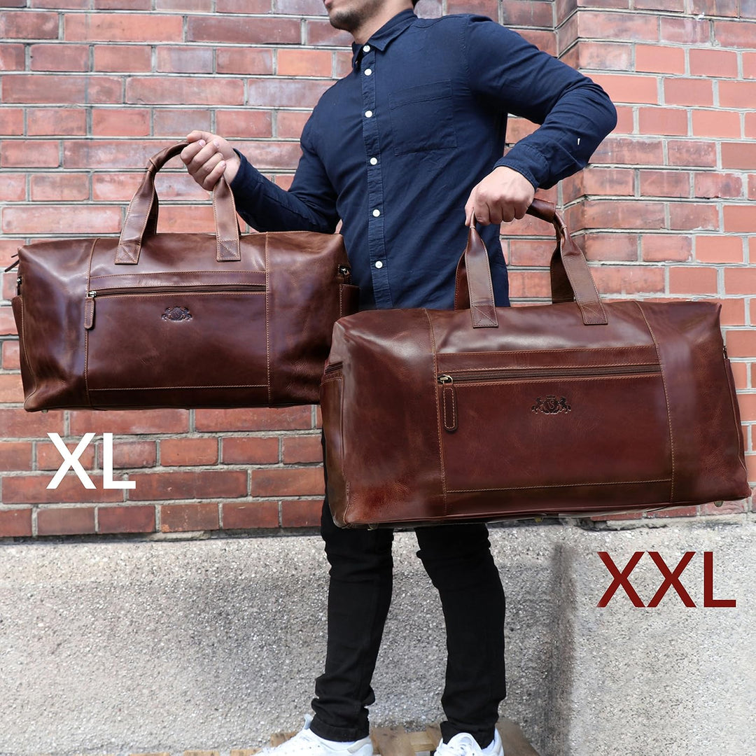 SID & VAIN XL Reisetasche Bristol aus Premium Leder I Sporttasche gross XXL gross für Herren I Weeke