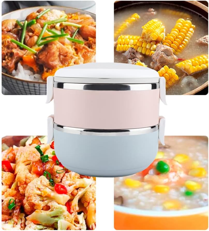 Thermoisolierte Lunchbox aus Edelstahl, stapelbare Lunchbox, tragbare Bento-Box, Aufbewahrungsbehält