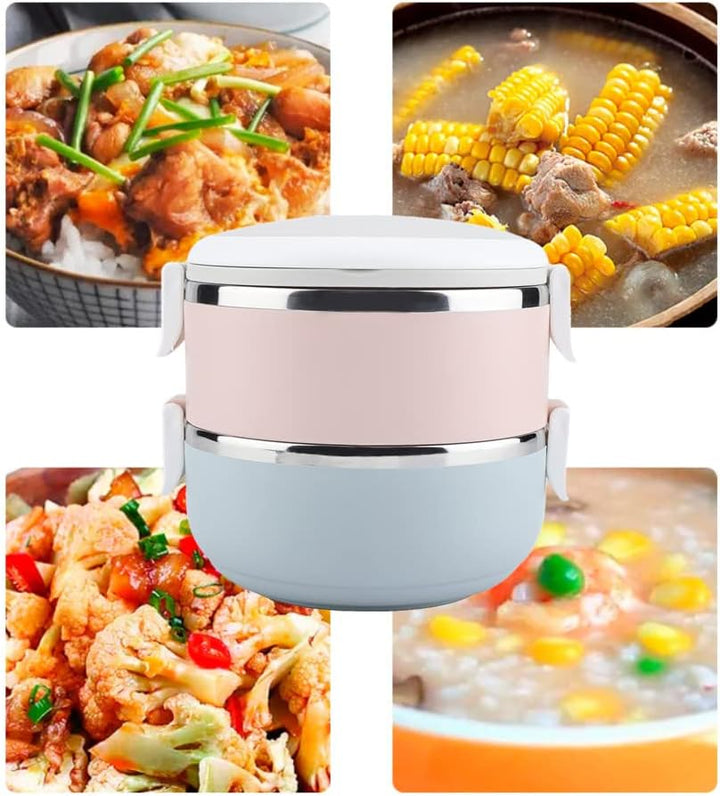 Thermoisolierte Lunchbox aus Edelstahl, stapelbare Lunchbox, tragbare Bento-Box, Aufbewahrungsbehält