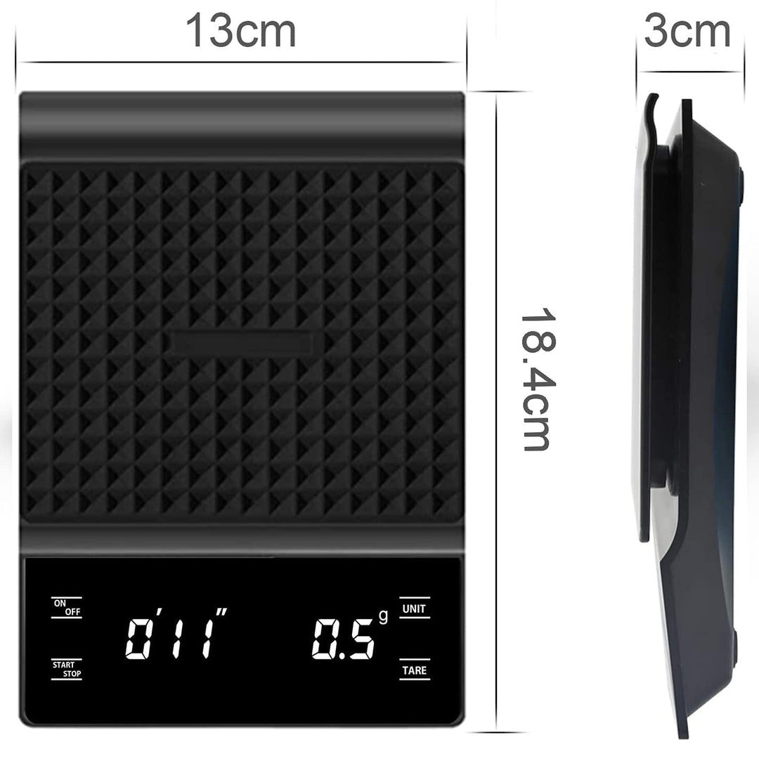 Kaffeewaage mit Timer, 3kg/0.1g Kaffeewaage Elektronische Küchenwaage, Digitale Kaffee Skala mit LED
