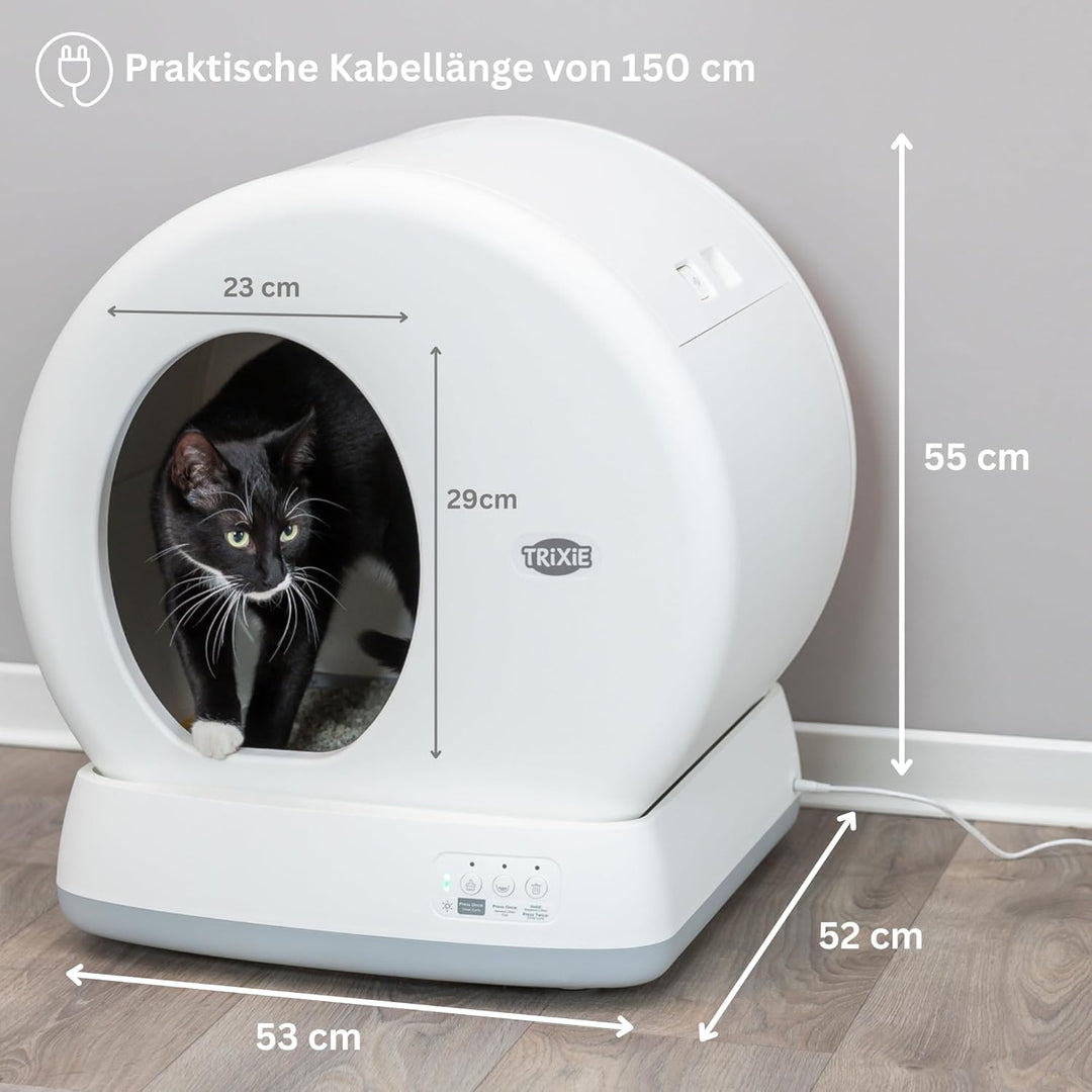 Trixie selbstreinigende Katzentoilette 53 x 55,5 x 52 cm – für anhaltende Sauberkeit – praktisches,
