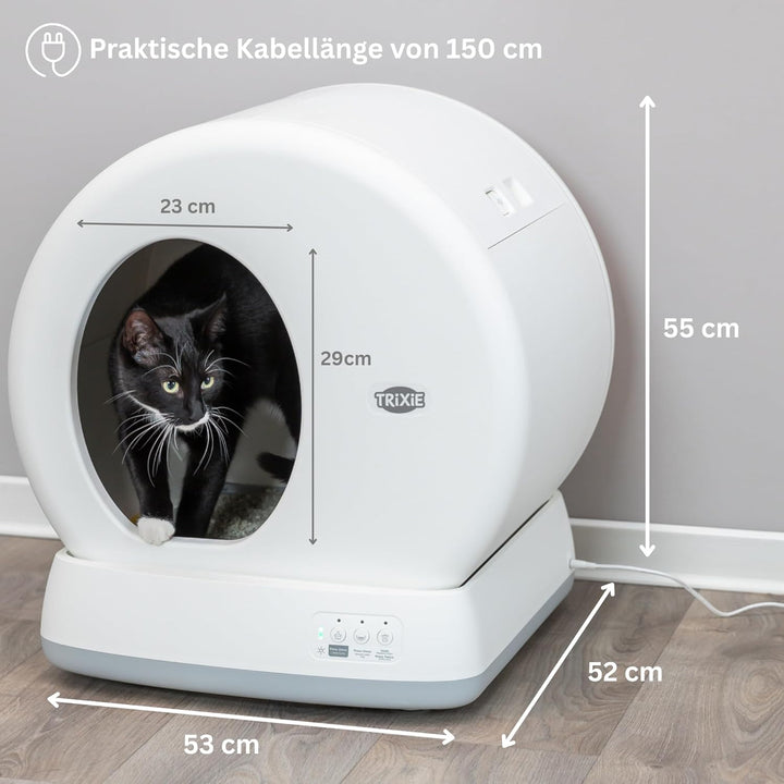 Trixie selbstreinigende Katzentoilette 53 x 55,5 x 52 cm – für anhaltende Sauberkeit – praktisches,
