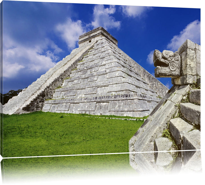 Schöner Maya Tempel in Mexiko Format: 100x70 auf Leinwand, XXL riesige Bilder fertig gerahmt mit Kei