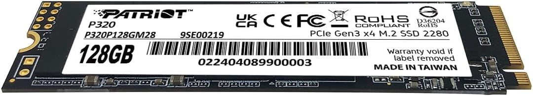 Patriot P320 128GB Interne SSD - NVMe PCIe Gen 3x4 - M.2 2280 - Solid State Drive - P320P128GM28, 12