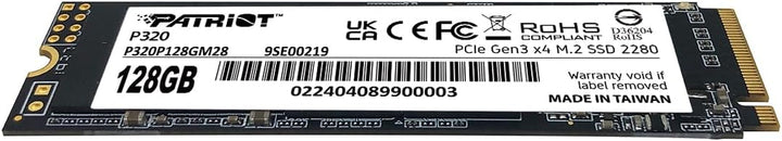 Patriot P320 128GB Interne SSD - NVMe PCIe Gen 3x4 - M.2 2280 - Solid State Drive - P320P128GM28, 12
