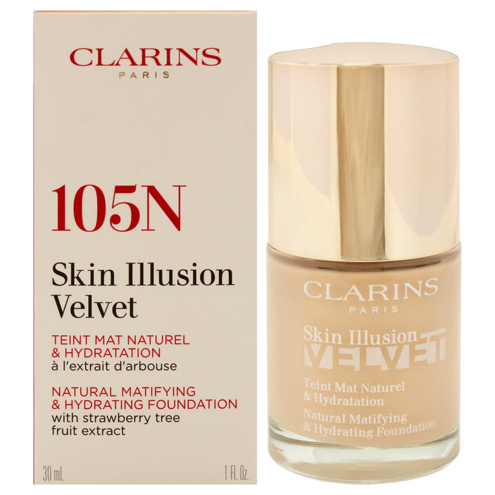 Clarins ILLUSION VELVET TEINT MAT NATUREL & HYDRATATION Nr.105N 3, 30 ml, Nr.105N