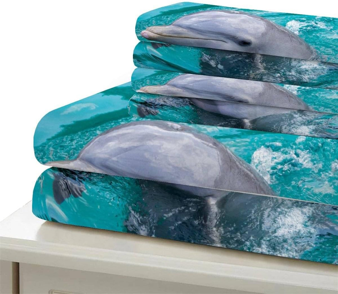 RFFLUX 3D Delfin Bettwäsche Set 135x200 cm 2teilig mit Reissverschluss Weiche und Angenehme Schlafko