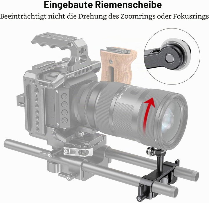 SMALLRIG Linsenunterstützung mit 15mm LWS Stangenklemme, 15mm Lens Support Kompatibel mit einem Durc