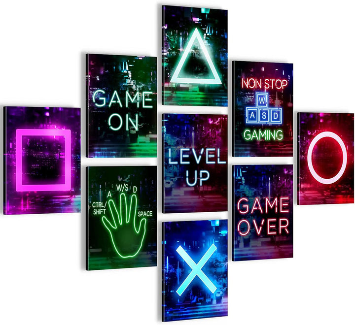 Novart Wandbilder Spielkonsole - KOMPLETT AUFHÄNGFERTIG - Gamer Kinderzimmer Junge Teenager- 9 Moder