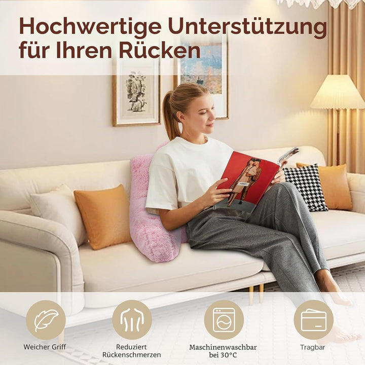 Rückenkissen mit Armlehnen, Abnehmbares Memory Foam Lendenstützkissen, Bettsitzkissen Ideal zum Lese