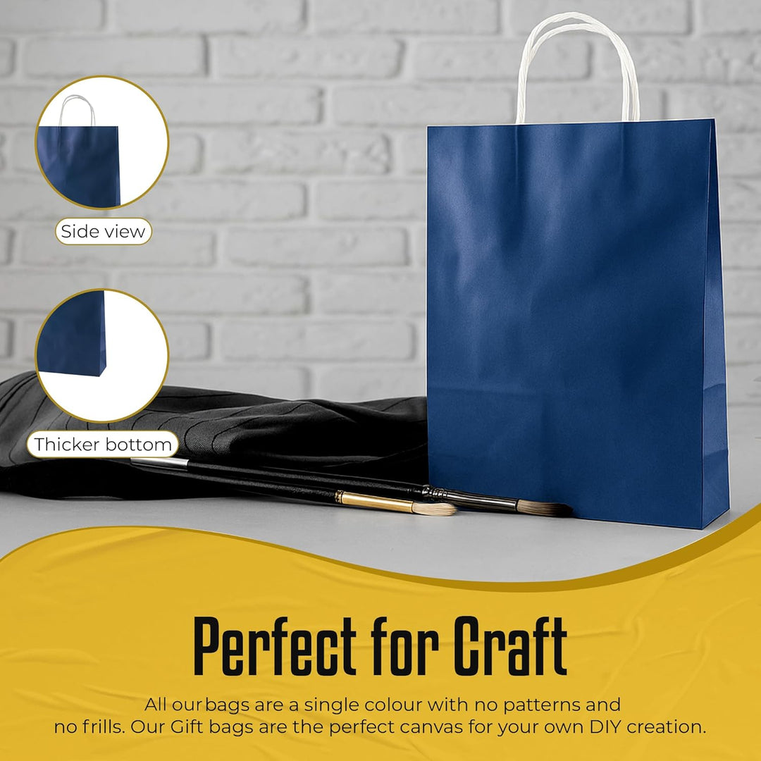 Thepaperbagstore 20 Papiertragetaschen, Recycelbar Und Wiederverwendbar, Mit Gedrehten Griffen, Blau