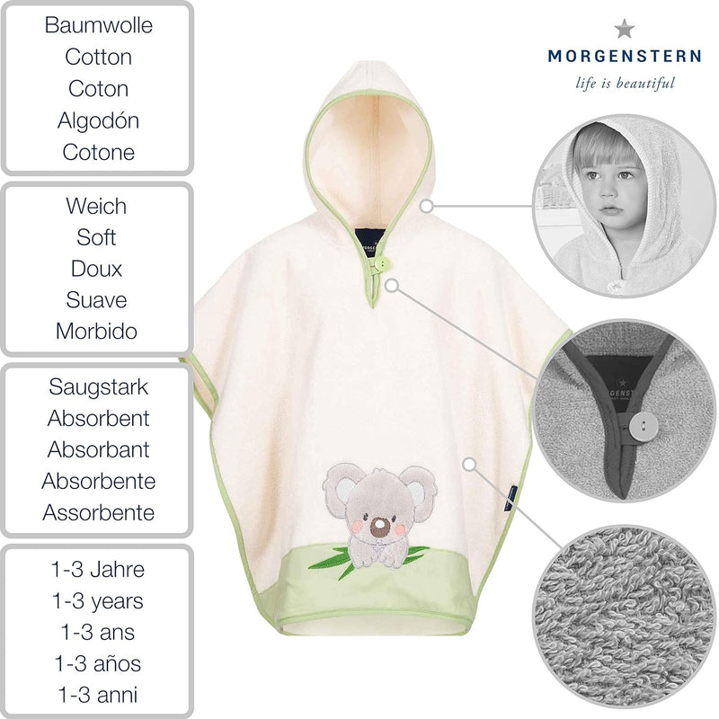 Morgenstern Kinder Badeponcho Koala grün 1-3 Jahre Grün, 1-3 Jahre Grün