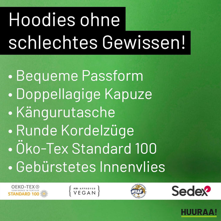 huuraa Unisex Hoodie Hamburger mit Herz Pullover Vegan Grösse XXL Heather Grey mit Motiv für die tol
