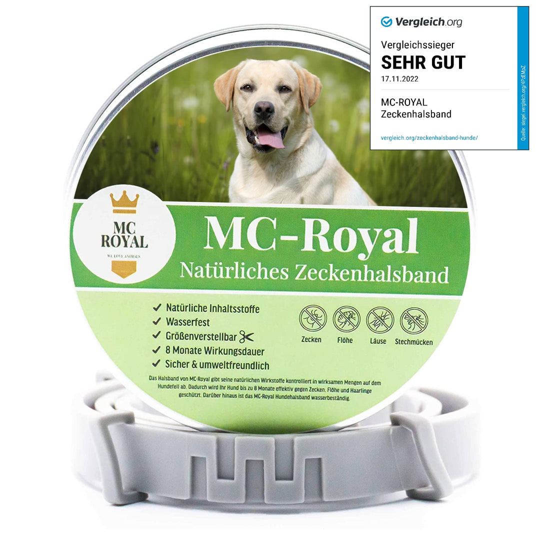 MC-Royal® Zeckenhalsband für Hunde - Effektiver Schutz vor Ungeziefern - wasserdicht und verstellbar
