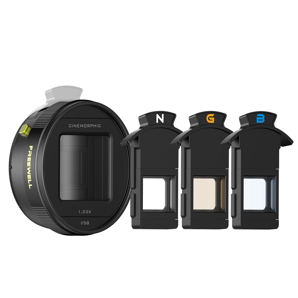 Freewell 1,33-faches anamorphes Objektiv für iPhone und Samsung – 3 Flare-Farben in einem Objektiv (