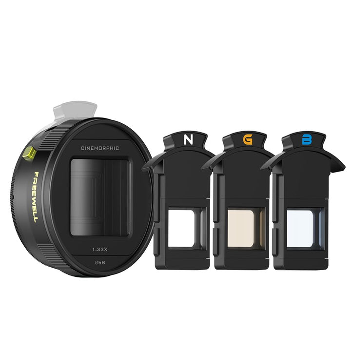Freewell 1,33-faches anamorphes Objektiv für iPhone und Samsung – 3 Flare-Farben in einem Objektiv (