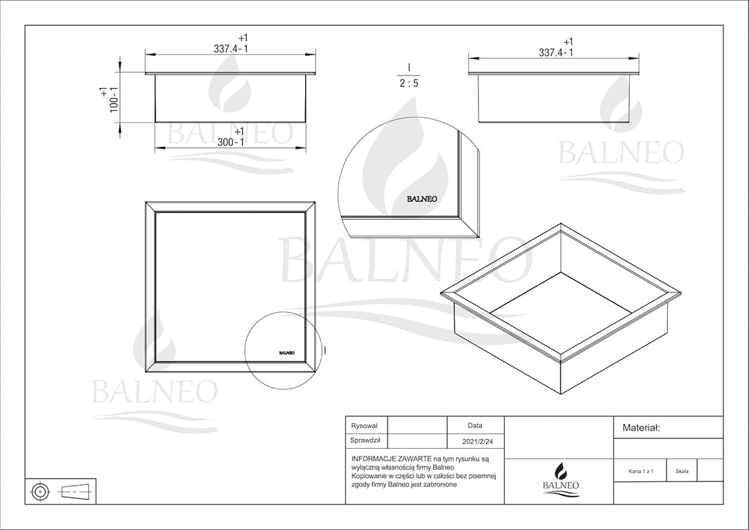 Balneo Wall-Box ONE Black Edelstahl Duschnische 30x30x10 cm, schwarz wandnische dusche, wasserdicht,