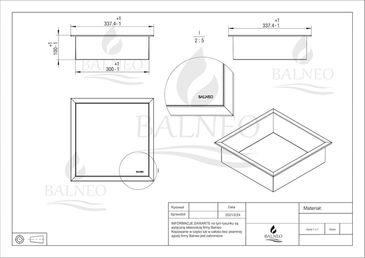 Balneo Wall-Box ONE Black Edelstahl Duschnische 30x30x10 cm, schwarz wandnische dusche, wasserdicht,