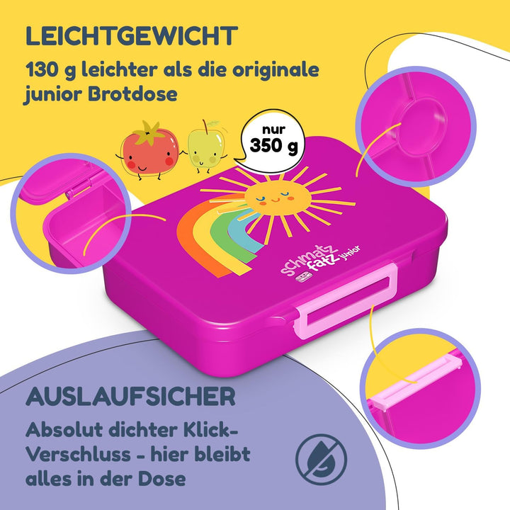 Schmatzfatz Lunchbox, Unterteilte Brotdose Kinder, Lunchbox mit Fächern, Bunte Bento-Box für Schule
