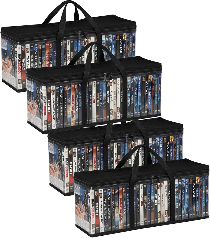 DVD Aufbewahrungstaschen 4er Set, Grosse Kapazität für 160 DVDs/CDs, Transparente PVC Media Organize