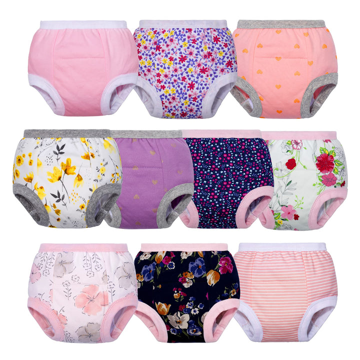 BIG ELEPHANT Baby Mädchen 6er-Pack Töpfchen-Unterwäsche, gepolsterte, saugfähige Blumen-Trainingshos