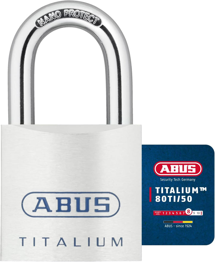 ABUS Titalium Vorhängeschloss 80TI/50 gl.-8012 - gleichschliessend - Kellerschloss mit leichtem, mas
