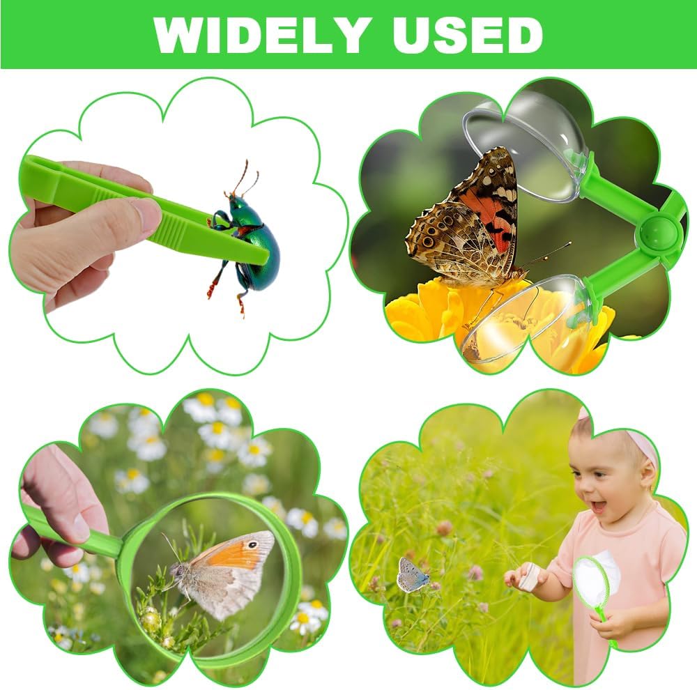 11 Stück Forscherset Outdoor Spielzeug Set, mit Insektenfänger, Becherlupe, Mikroskop, Pinzette, Kor