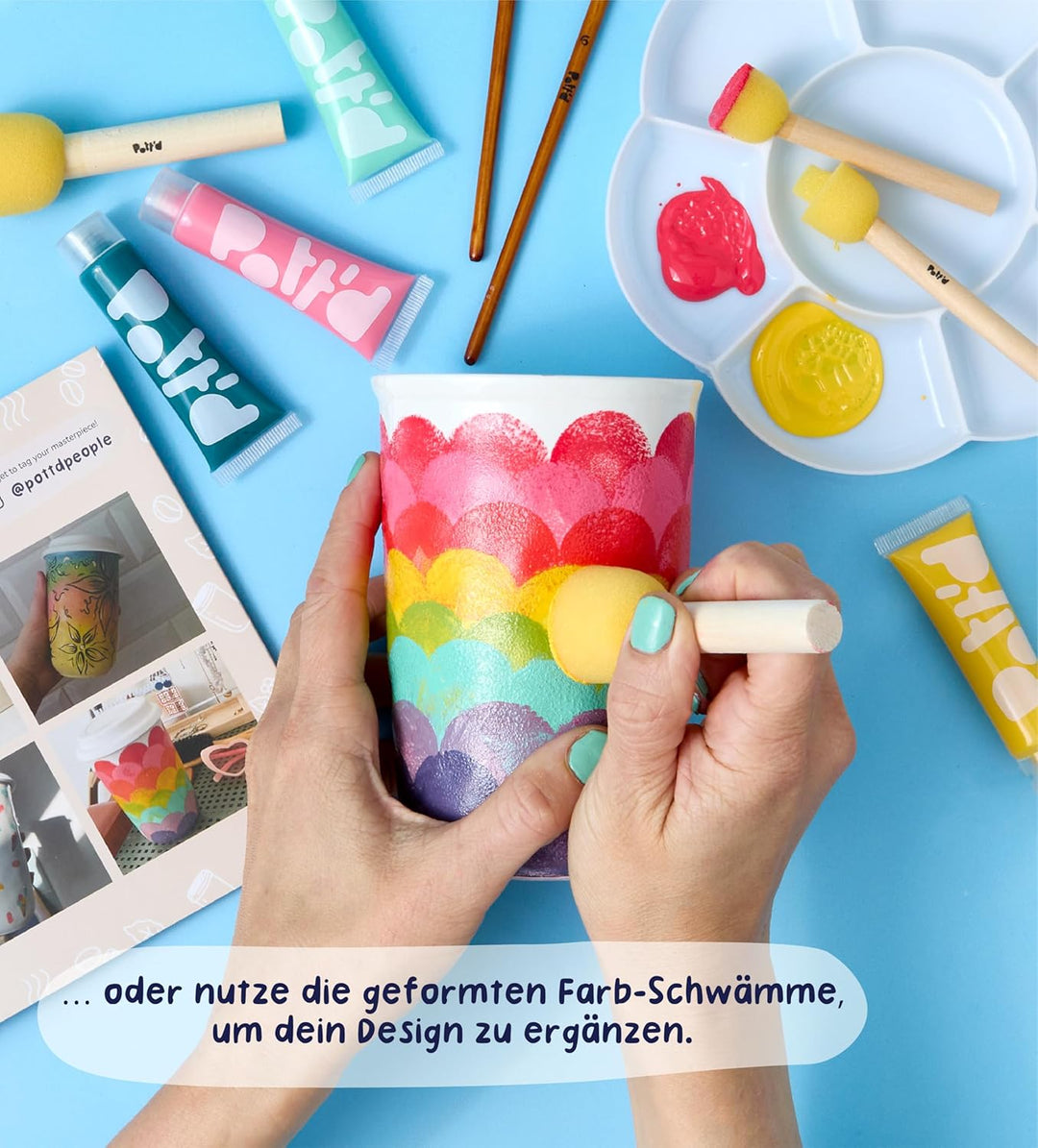 Pott’d Paintables Reisebecher zum Bemalen – DIY Keramik-Bemalen-Set für Erwachsene mit Reisebecher,