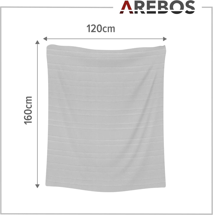 Arebos Heizdecke aus Plüsch 160 x 120 cm | elektrische Wärmedecke mit Abschaltautomatik | maschinenw