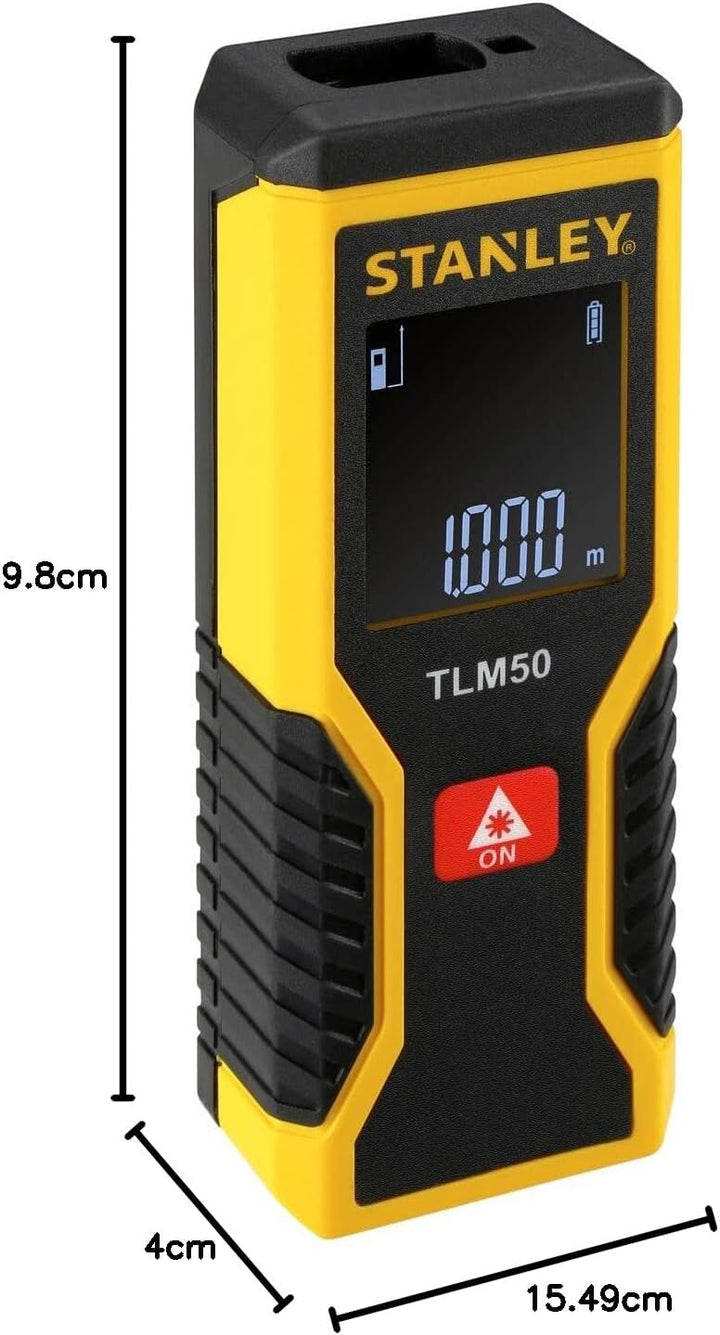 Stanley STHT1-77409 Laser-Entfernungsmesser / Distanzmesser TLM50 (mit Ein-Knopf-Klick-Messung, Mess