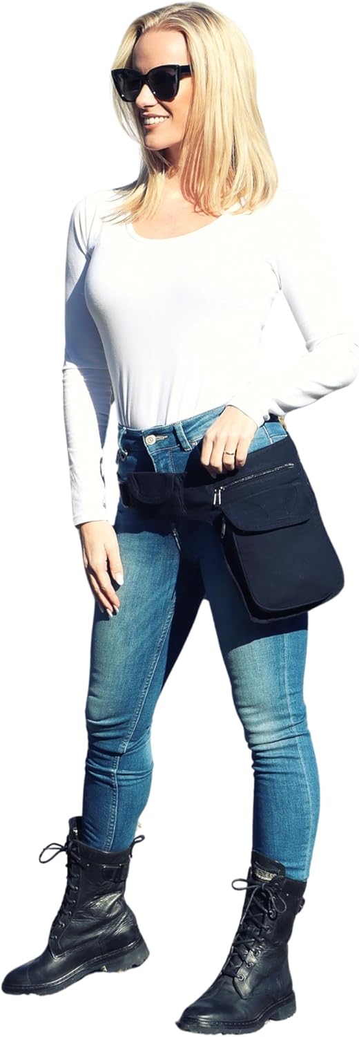 Kunst und Magie Goa Schulter-Bauchtasche Gürteltasche Hippie Psy Black / Schwarz, Black / Schwarz