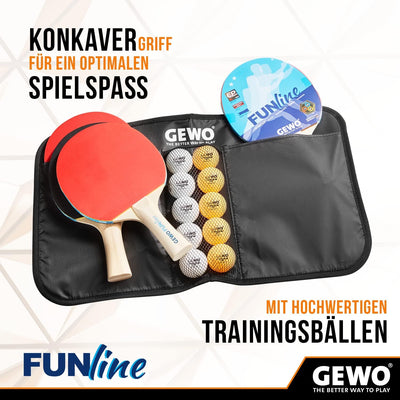 GEWO Fun TIME Tischtennisschläger Set für Hobby und Freizeit mit 10 Tischtennis Bällen und Aufbewahr