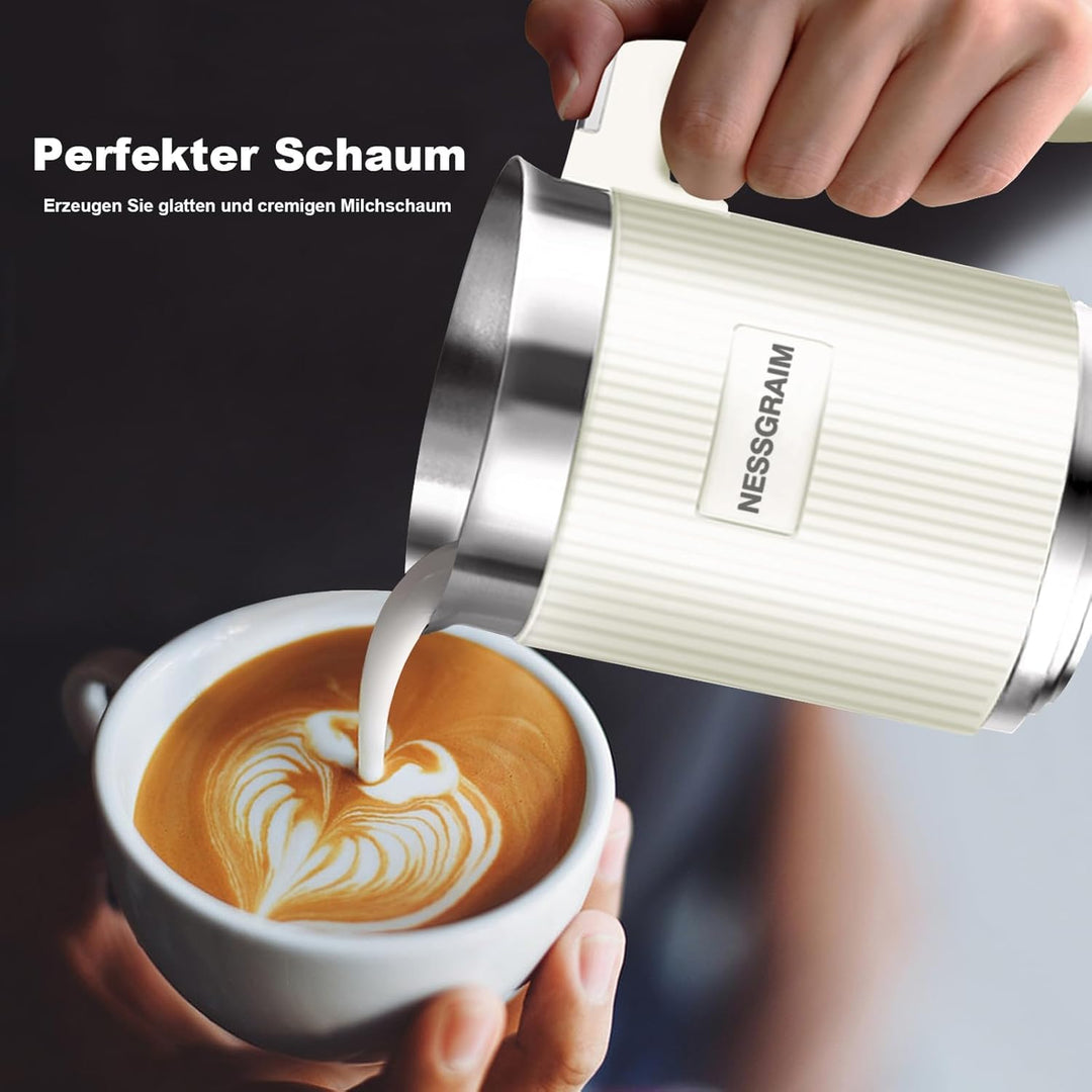 Milchaufschäumer Elektrisch Induktion 5-in-1, Milchschäumer Spülmaschinenfest mit Kakao Funktion für