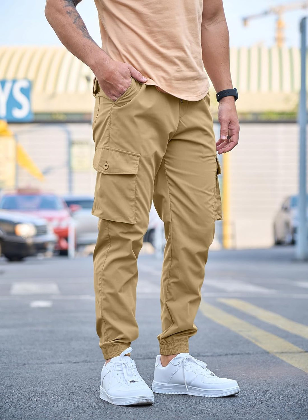 Elegancity Cargohose Herren Lang Casual Jogginghose Stretch Chino Hose Regular Fit Cargo Hose Elasti