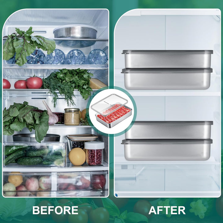 Set mit 4 Aufschnittbox Fresh, Edelstahl Lebensmittel Aufbewahrungsbox mit Sichtdeckel, Kühlschrank
