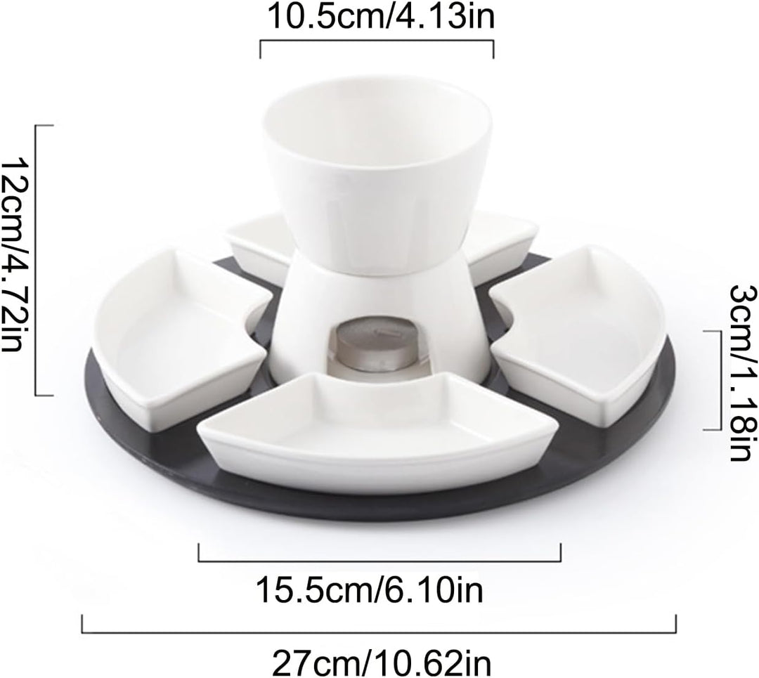 Kinder-Schokofondue-Set Hitzebeständige Keramik, abnehmbar | Butterwärmer-Fondue-Set Abnehmbar, Nach