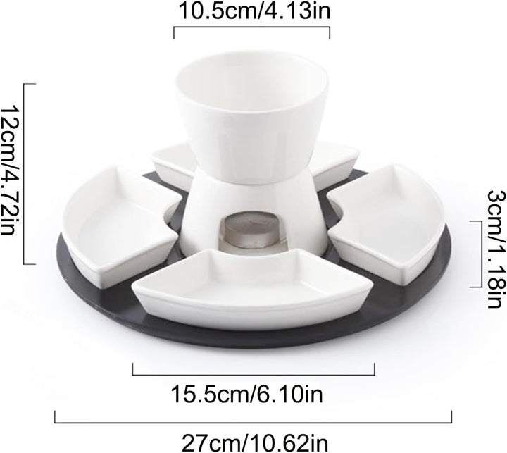 Kinder-Schokofondue-Set Hitzebeständige Keramik, abnehmbar | Butterwärmer-Fondue-Set Abnehmbar, Nach