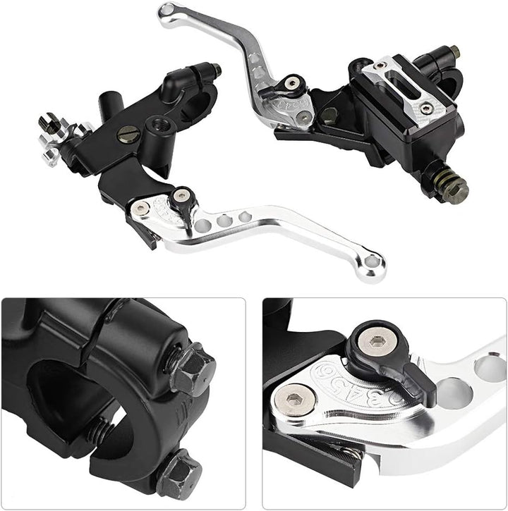 EVGATSAUTO Bremskupplungs-Master 1 Paar 22-mm-Universal-Motorradzylinder-Reservoirhebel(Silber), Sil