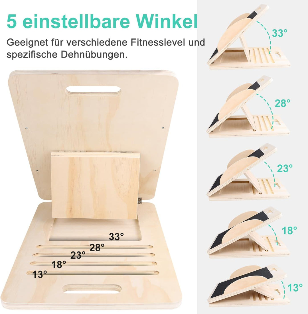 Wadendehner Balance Board Schrägbrett Verstellbares Slant Board aus Holz Portable Gleichgewichtstrai